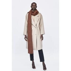 Women's ZARA Double-breasted Coat (Sand M)